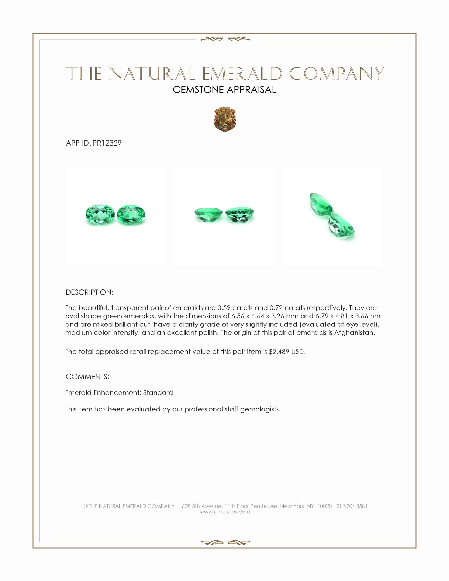 1.31 Ct.Tw. Emerald Pair from Afghanistan