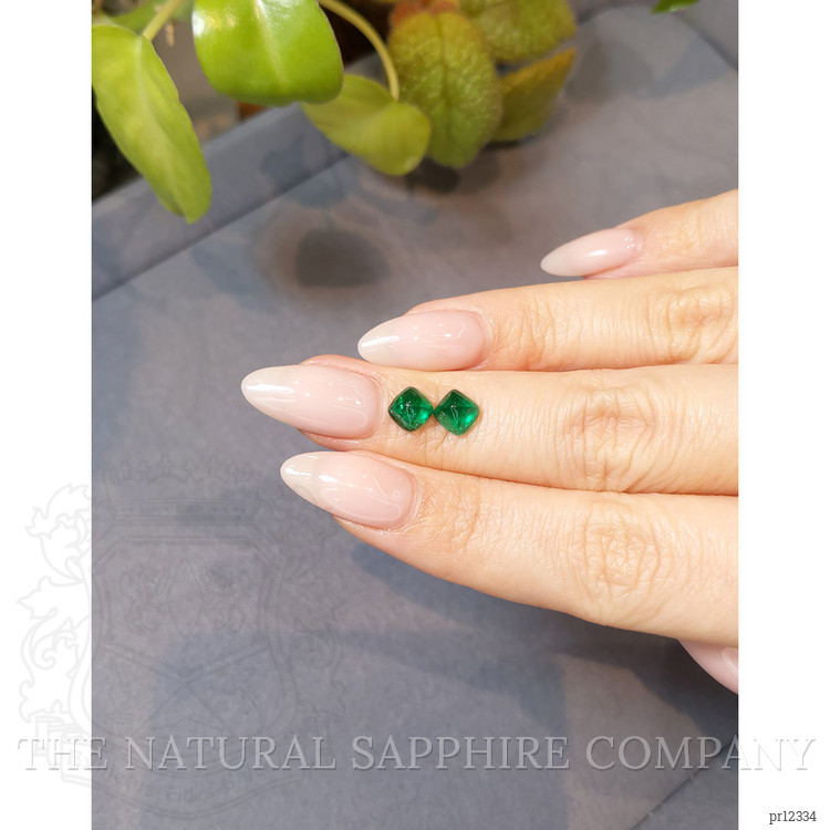 2.09 Ct.Tw. Cabochon Emerald Pair from Afghanistan