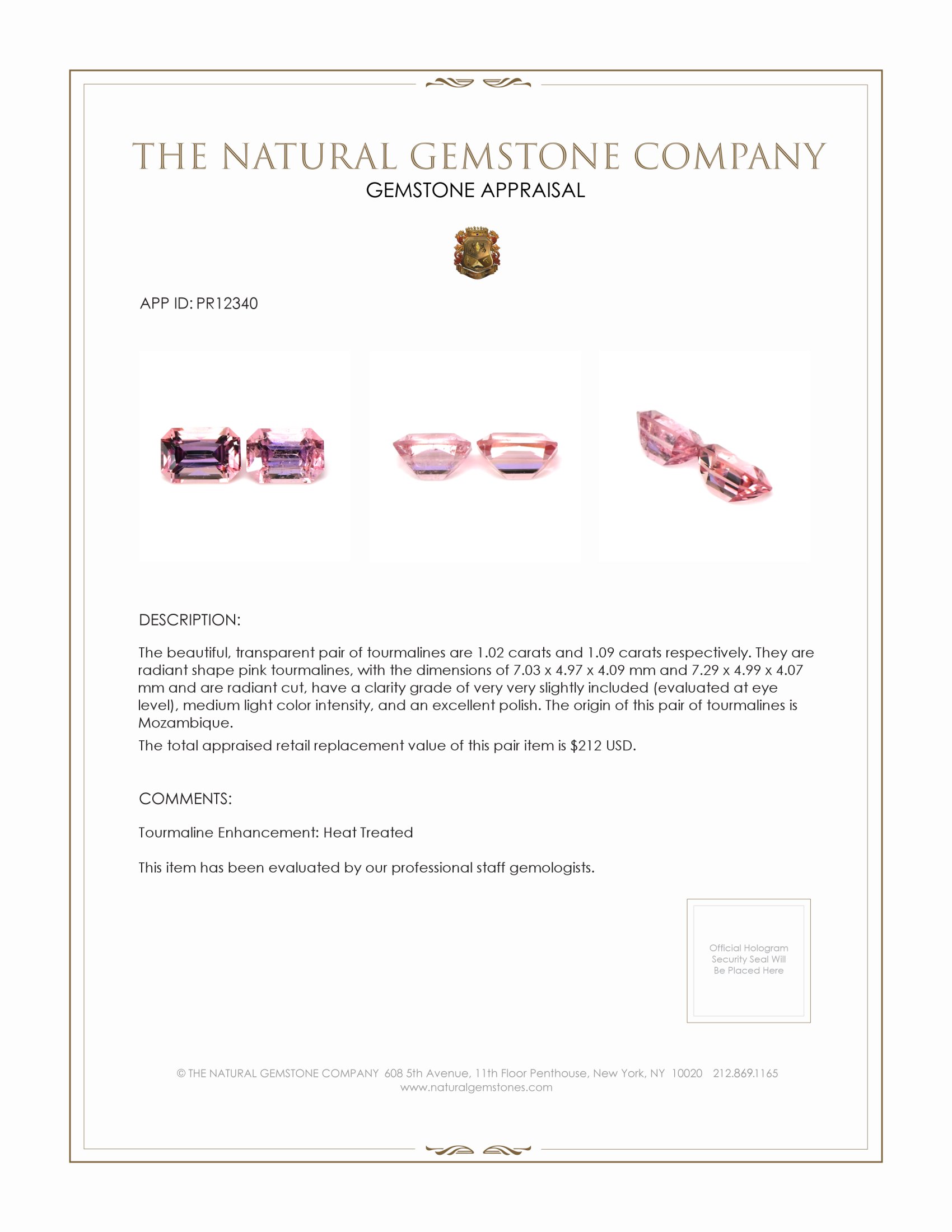 2.11 Ct.Tw. Tourmaline Pair from Mozambique