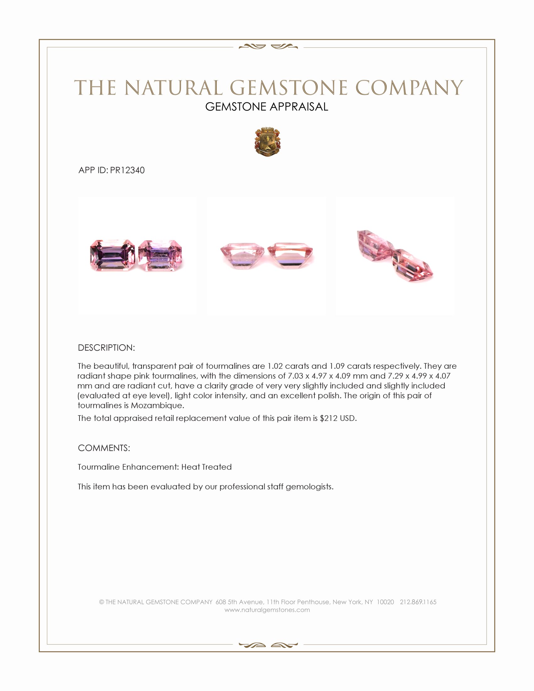 2.11 Ct.Tw. Tourmaline Pair from Mozambique