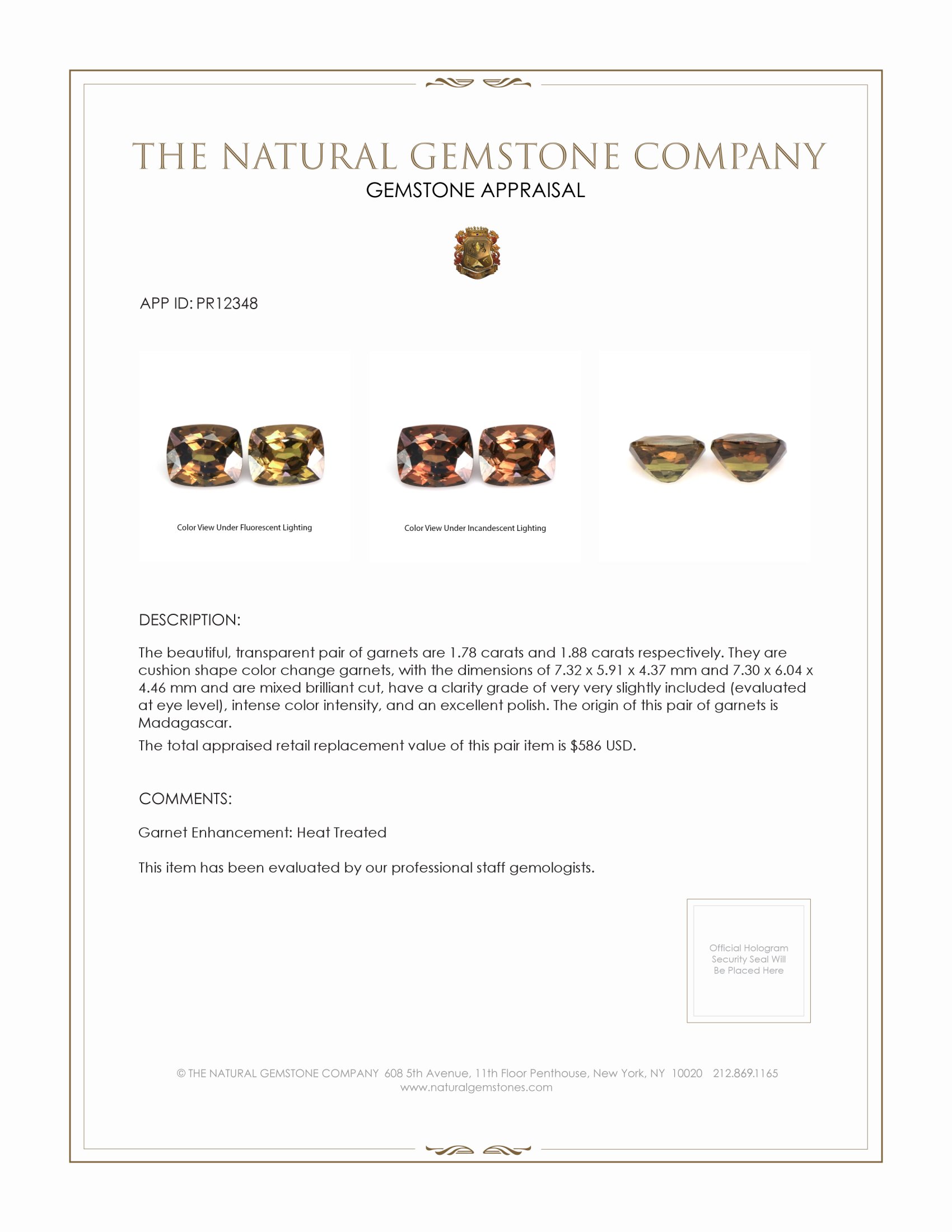 3.66 Ct.Tw. Garnet Pair from Madagascar