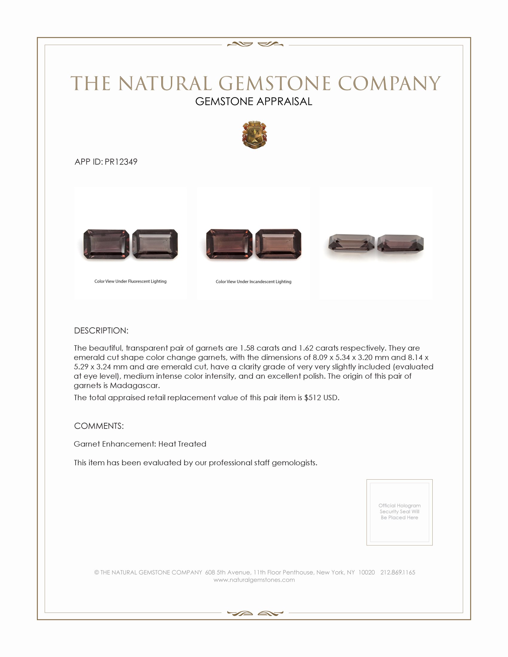 3.20 Ct.Tw. Garnet Pair from Madagascar