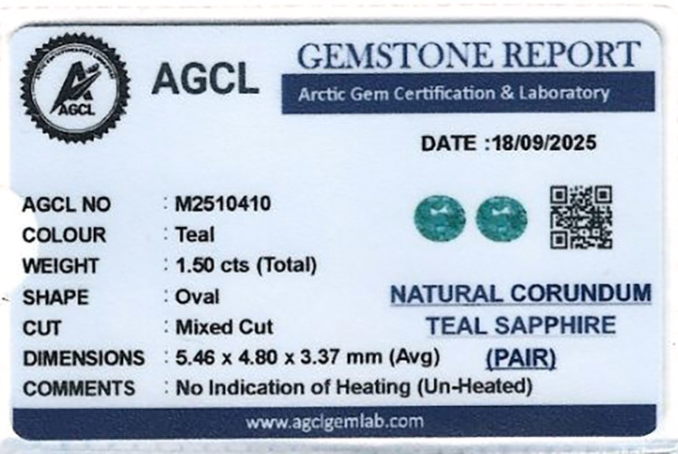 1.49 Ct.Tw. Bluish Green Sapphire Pair from Madagascar