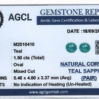 1.49 Ct.Tw.Total Carat Weight Bluish Green Sapphire Pair from Madagascar Scan Report
