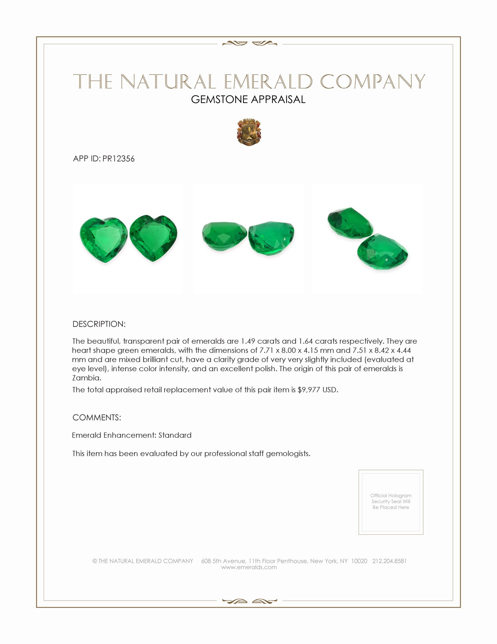 3.13 Ct.Tw. Emerald Pair from Zambia