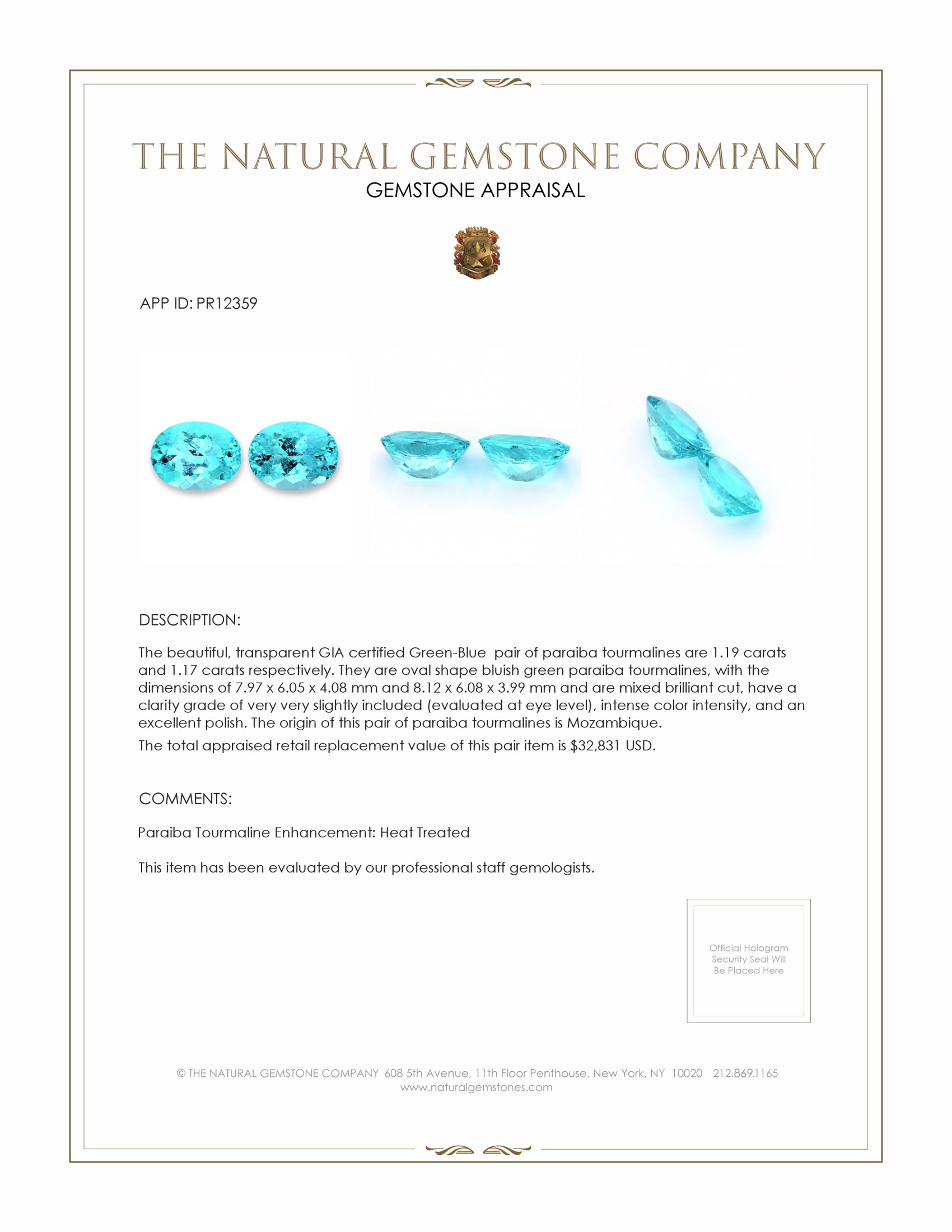 2.36 Ct.Tw. Paraiba Tourmaline Pair from Mozambique