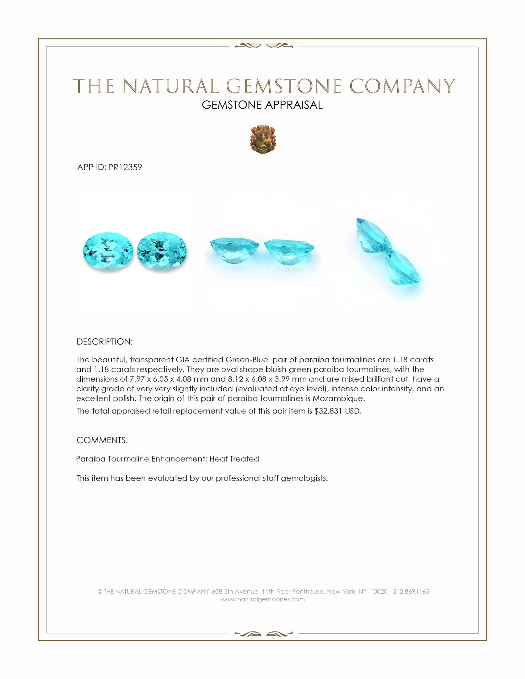 2.36 Ct.Tw. Paraiba Tourmaline Pair from Mozambique