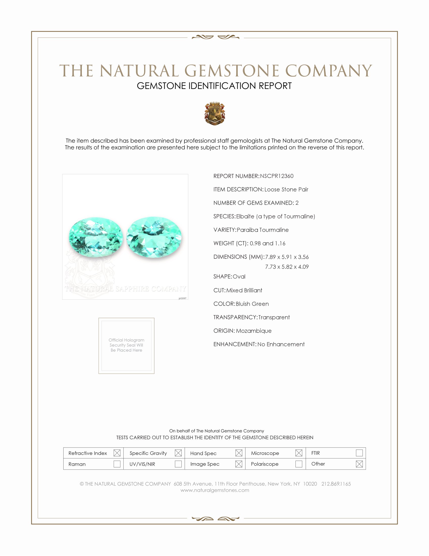 2.14 Ct.Tw. Paraiba Tourmaline Pair from Mozambique