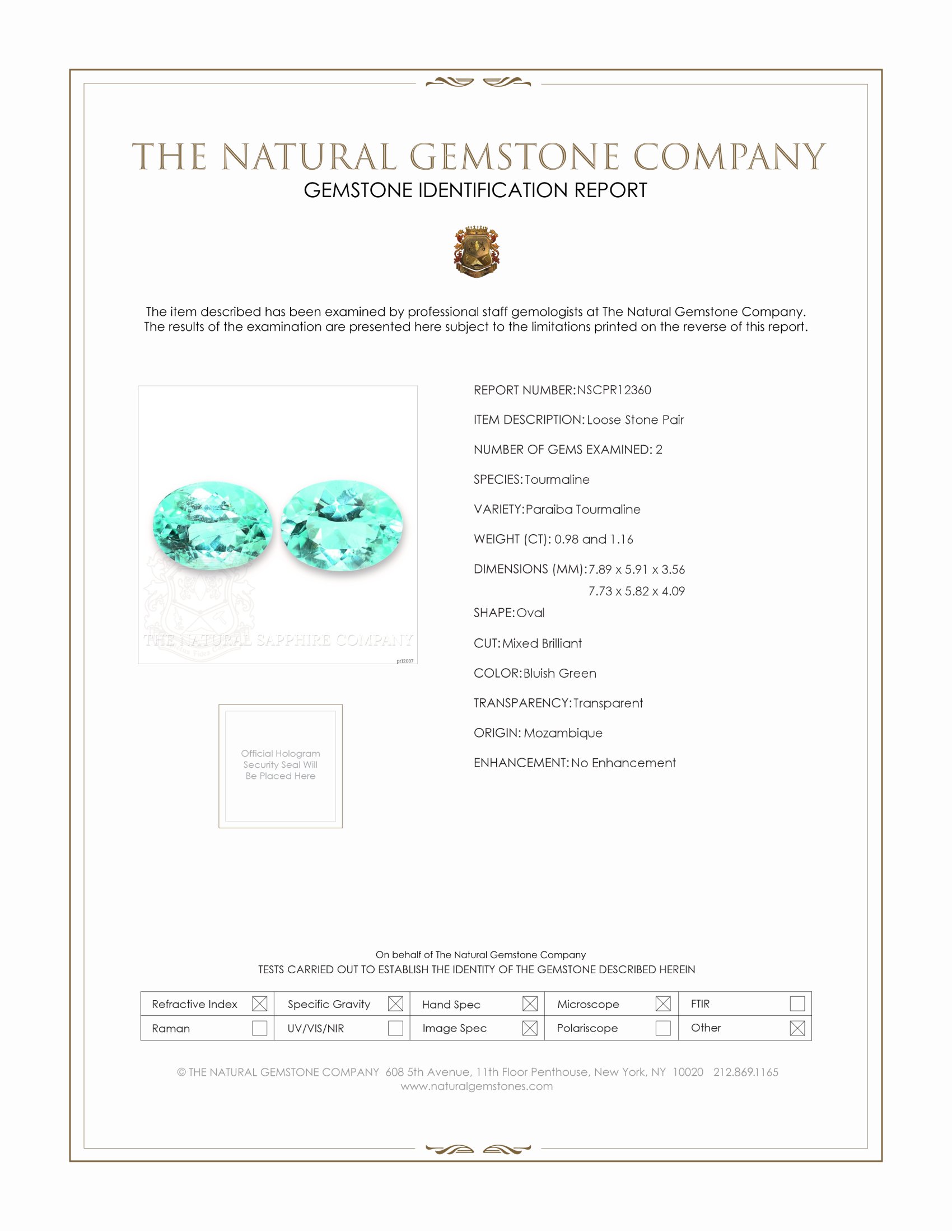 2.14 Ct.Tw. Paraiba Tourmaline Pair from Mozambique