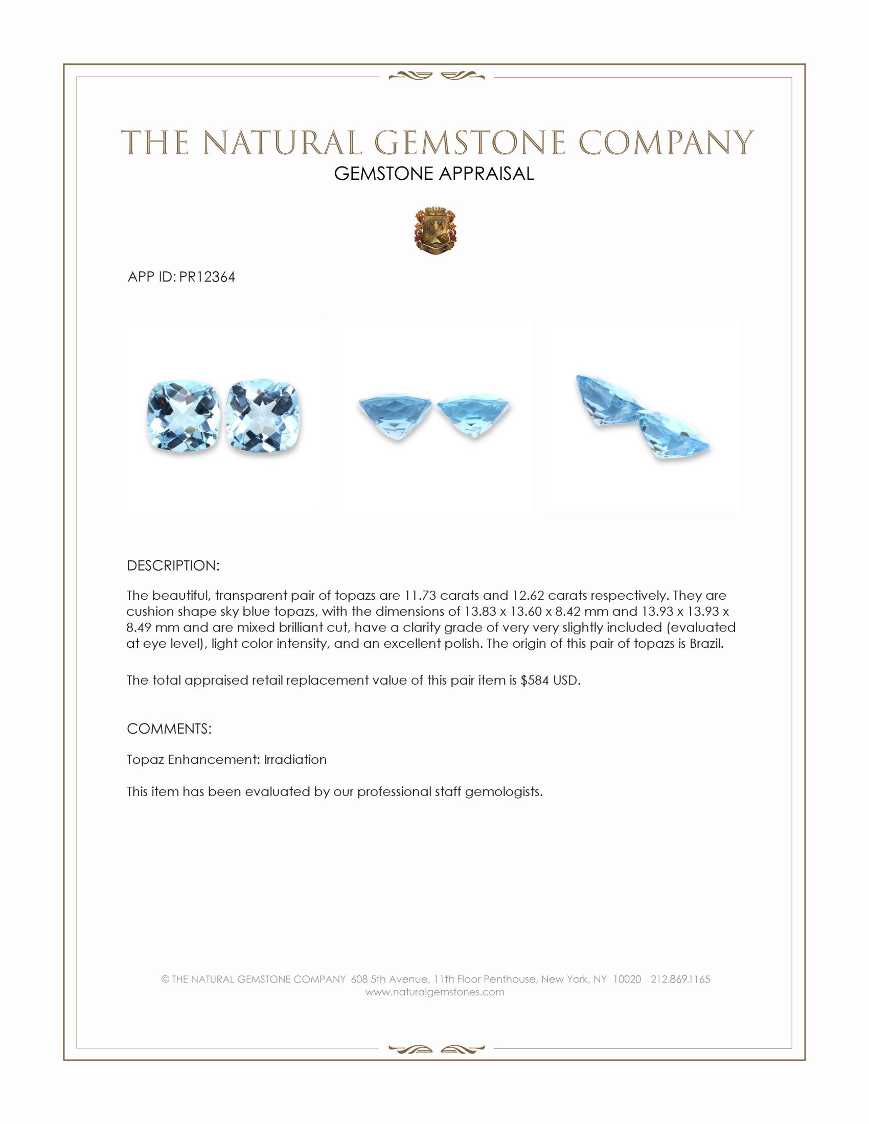 24.35 Ct.Tw. Topaz Pair from Brazil