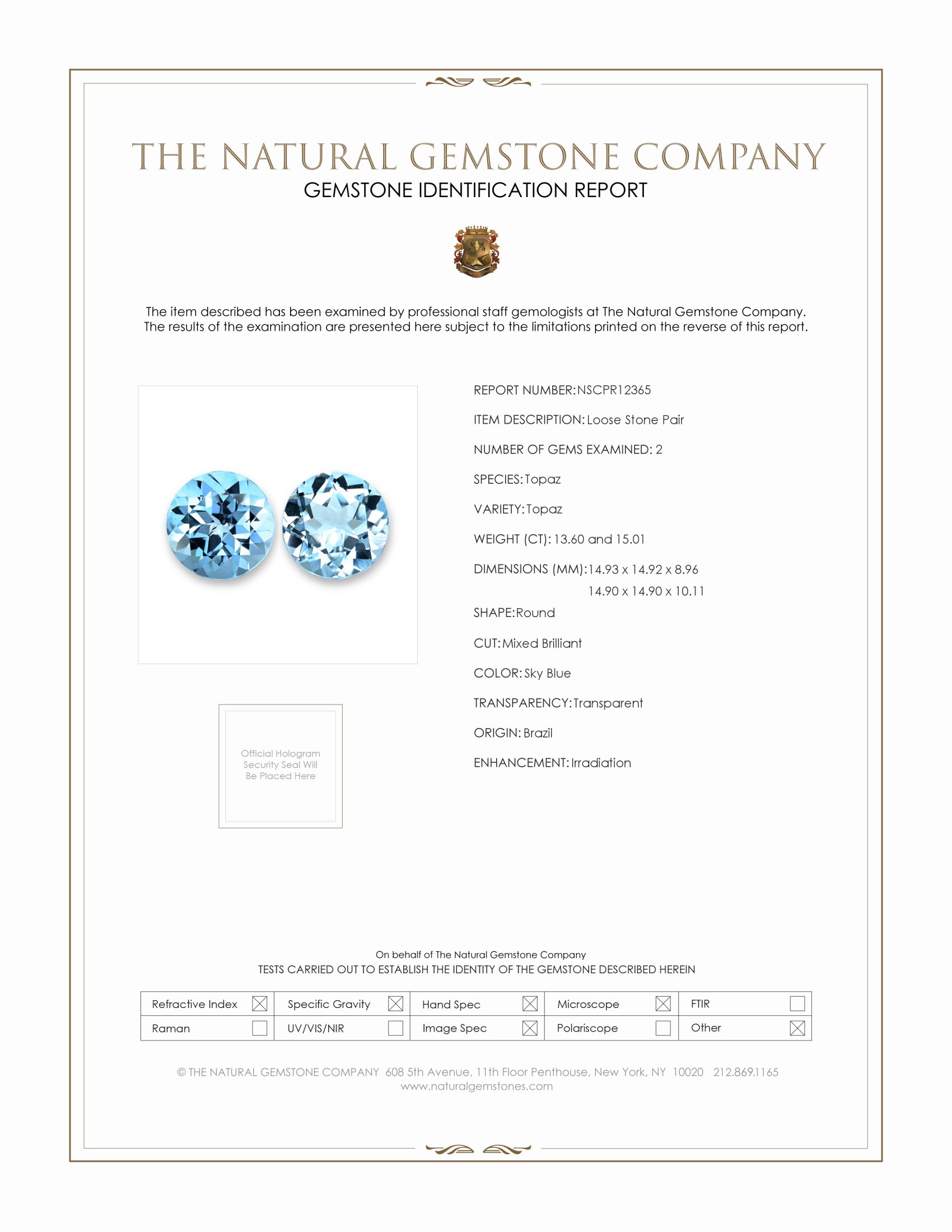 28.61 Ct.Tw. Topaz Pair from Brazil