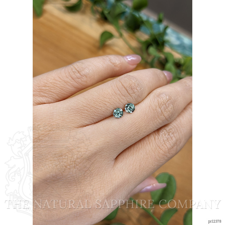 0.85 Ct.Tw. Green Sapphire Pair from Montana