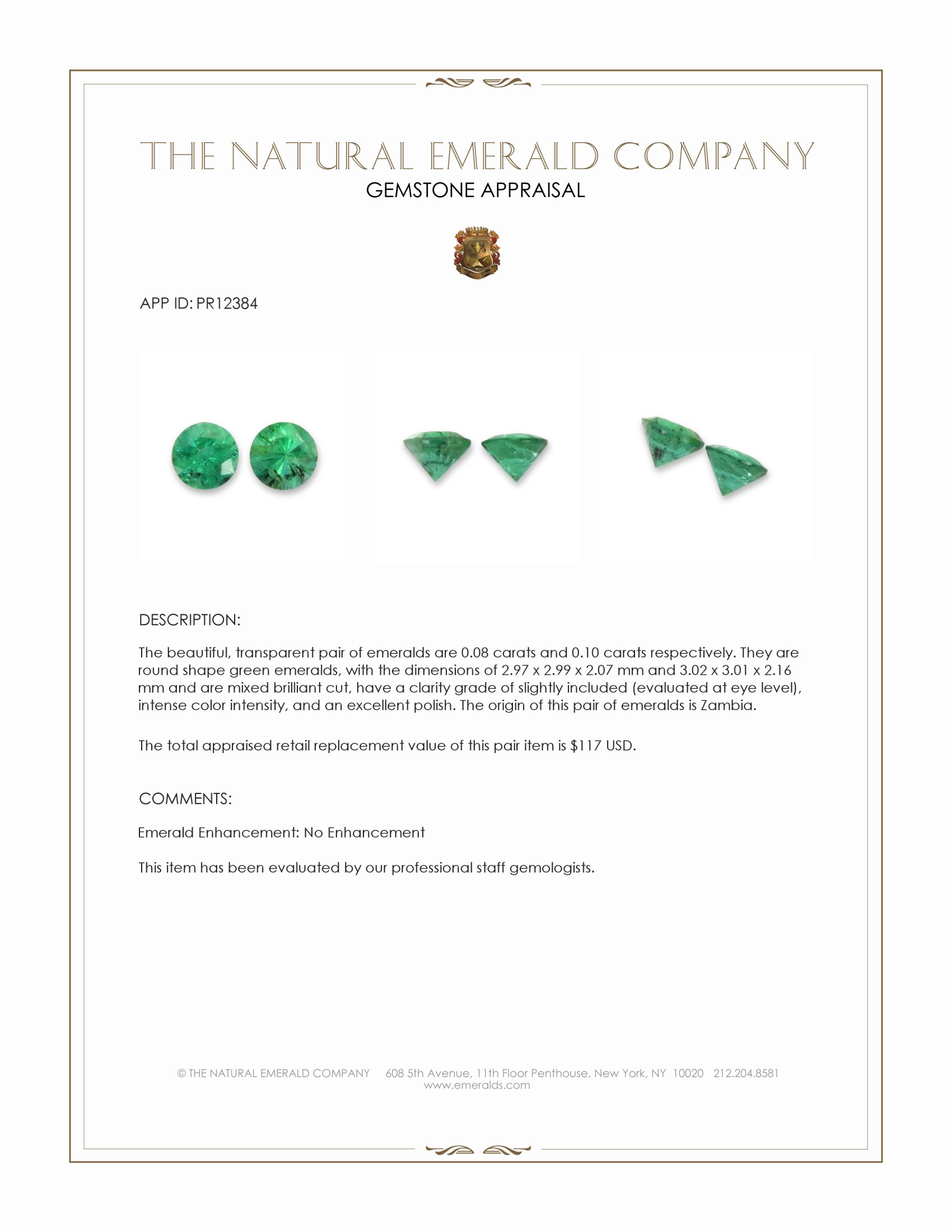 0.18 Ct.Tw. Emerald Pair from Zambia