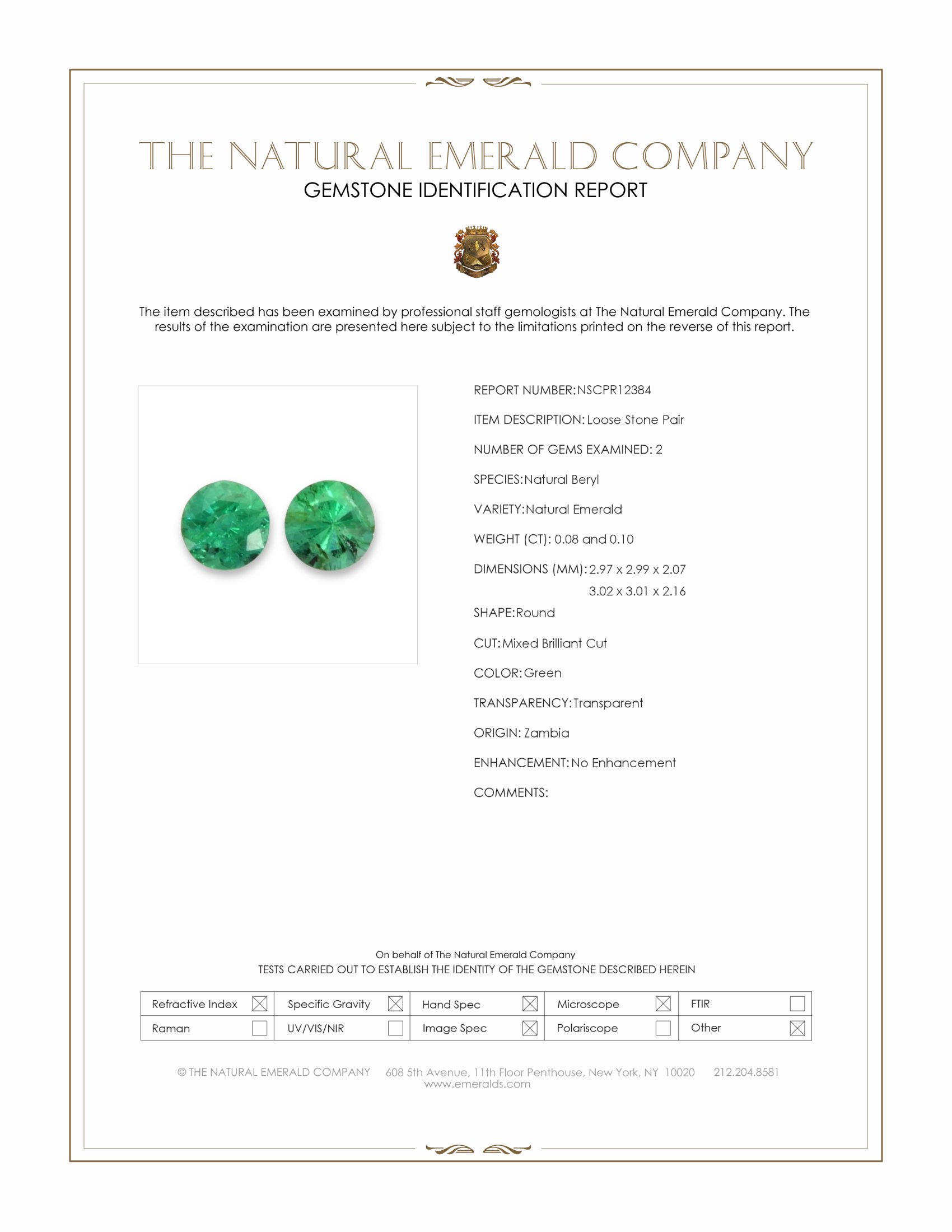 0.18 Ct.Tw. Emerald Pair from Zambia