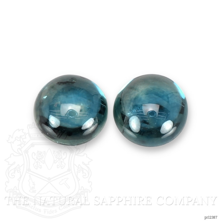 2.75 Ct.Tw. Greenish Blue Cabochon Sapphire Pair from Ceylon (Sri Lanka)