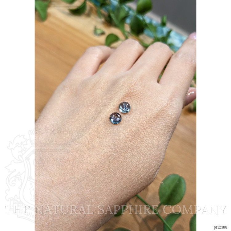 2.88 Ct.Tw. Blue Cabochon Sapphire Pair from Mozambique