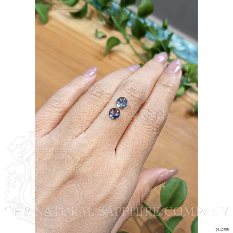 2.88 Ct.Tw. Blue Cabochon Sapphire Pair from Mozambique