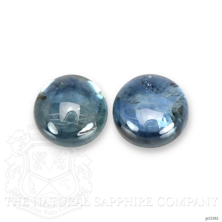2.75 Ct.Tw. Greenish Blue Cabochon Sapphire Pair from Montana