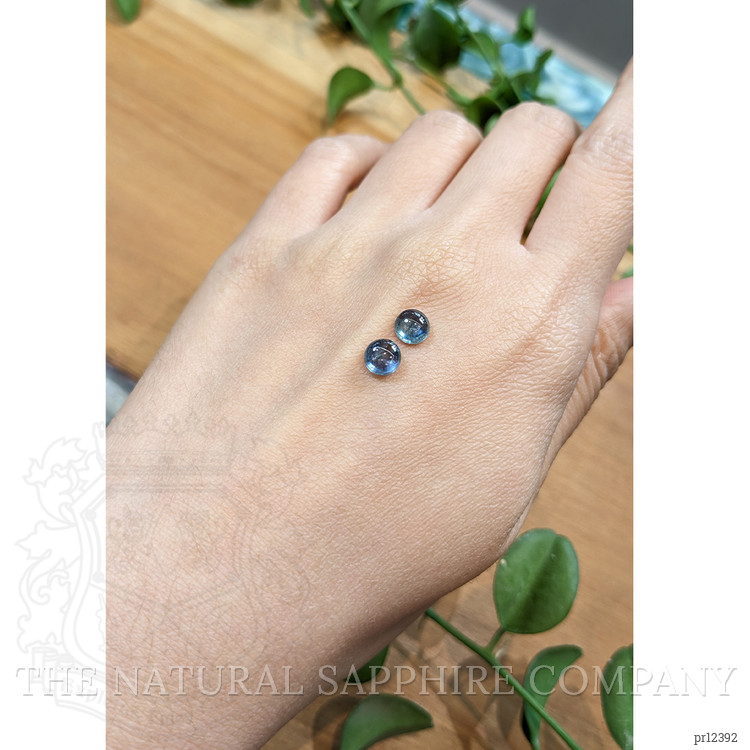 2.75 Ct.Tw. Greenish Blue Cabochon Sapphire Pair from Montana