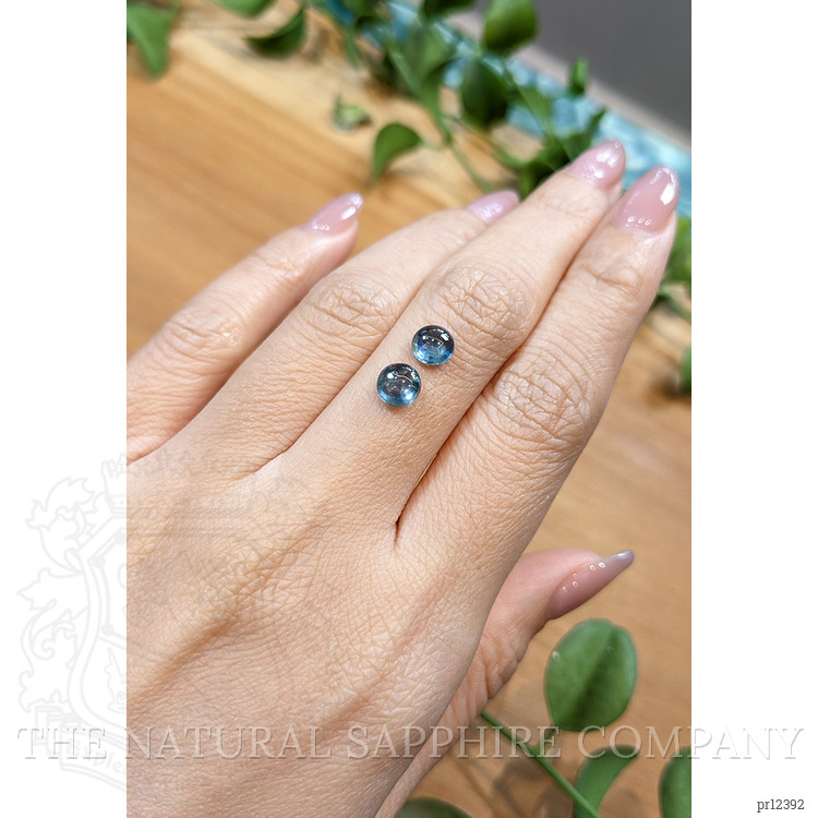 2.75 Ct.Tw. Greenish Blue Cabochon Sapphire Pair from Montana