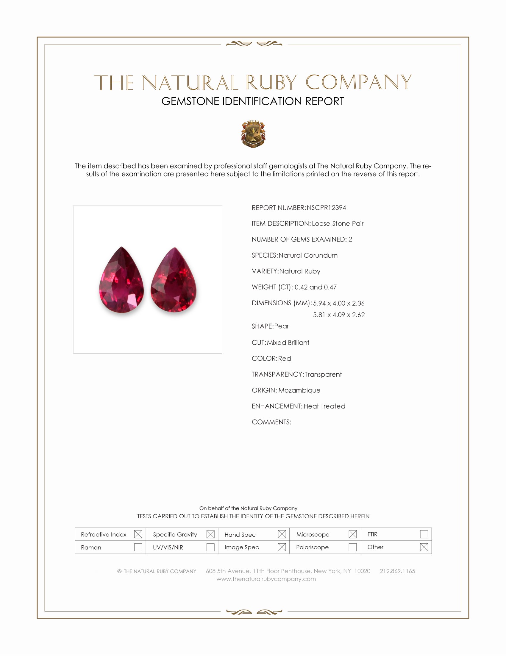 0.89 Ct.Tw. Ruby Pair from Mozambique