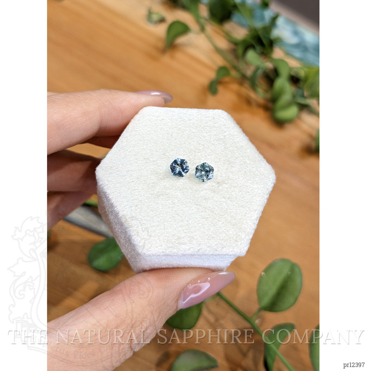 1.12 Ct.Tw. Greenish Blue Sapphire Pair from Montana