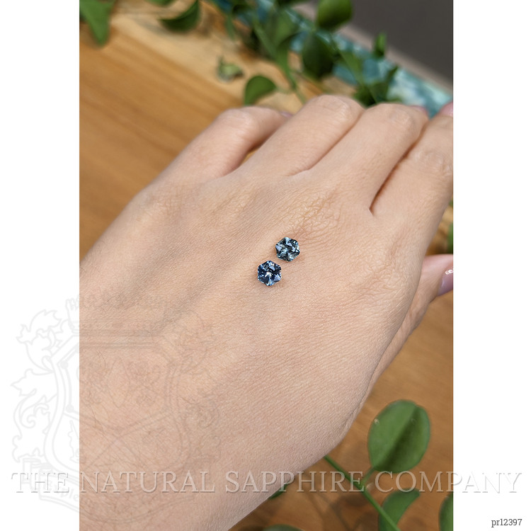 1.12 Ct.Tw. Greenish Blue Sapphire Pair from Montana