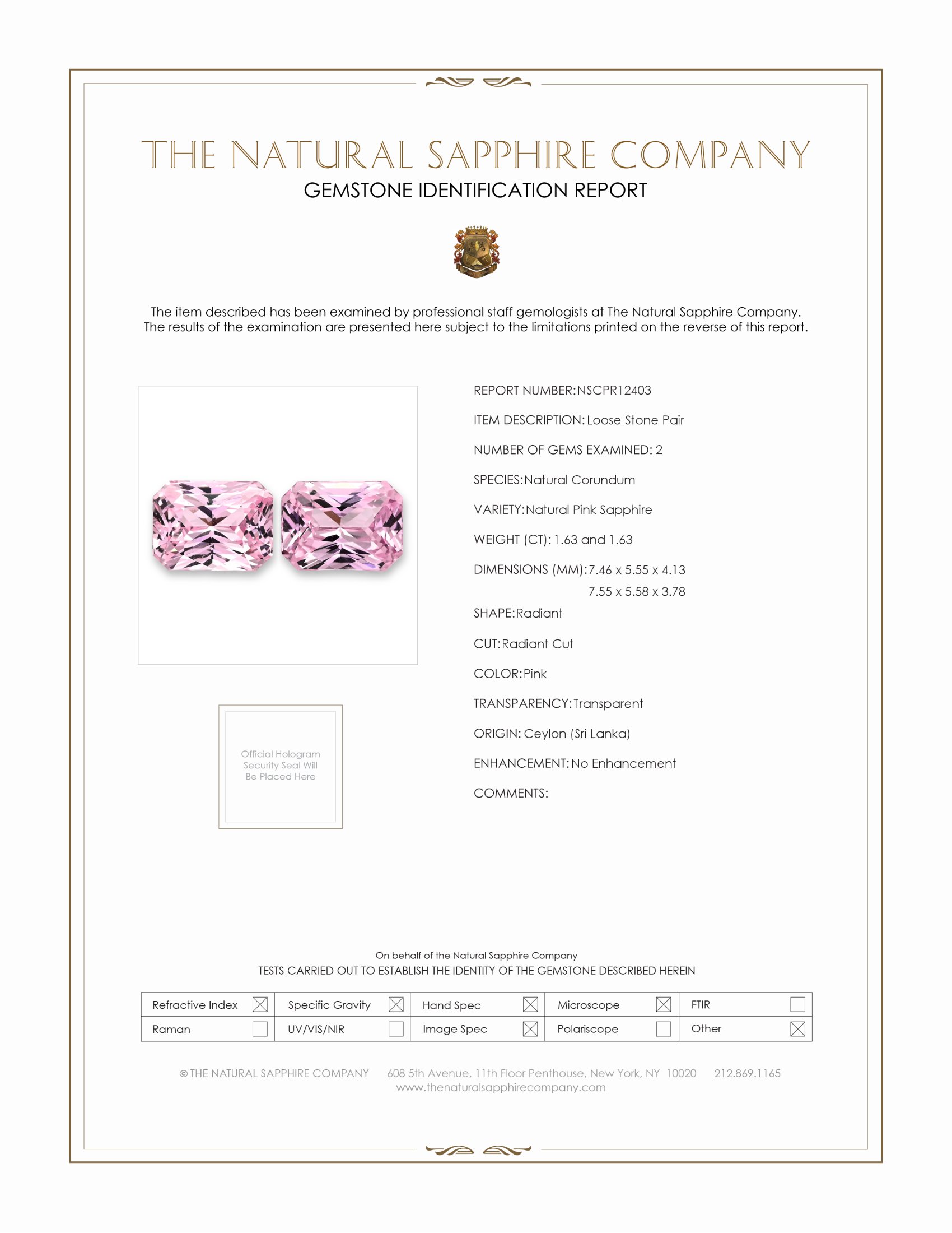 3.26 Ct.Tw. Pink Sapphire Pair from Ceylon (Sri Lanka)