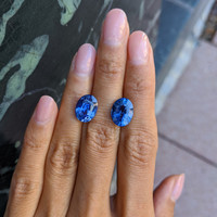 11.83&nbsp;Ct.Tw.Total Carat Weight Blue Sapphire Pair from Madagascar Life Style