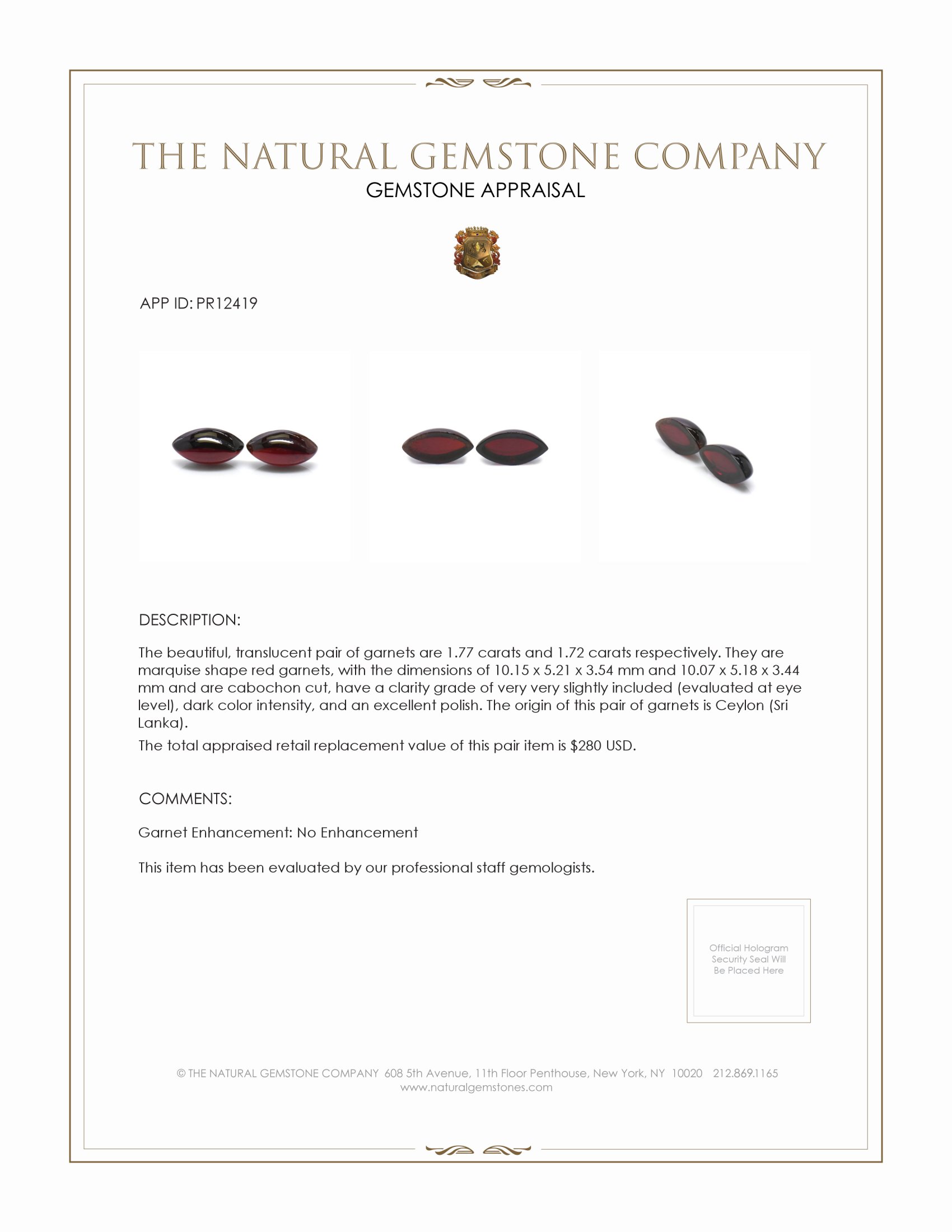 3.49 Ct.Tw. Cabochon Garnet Pair from Ceylon (Sri Lanka)