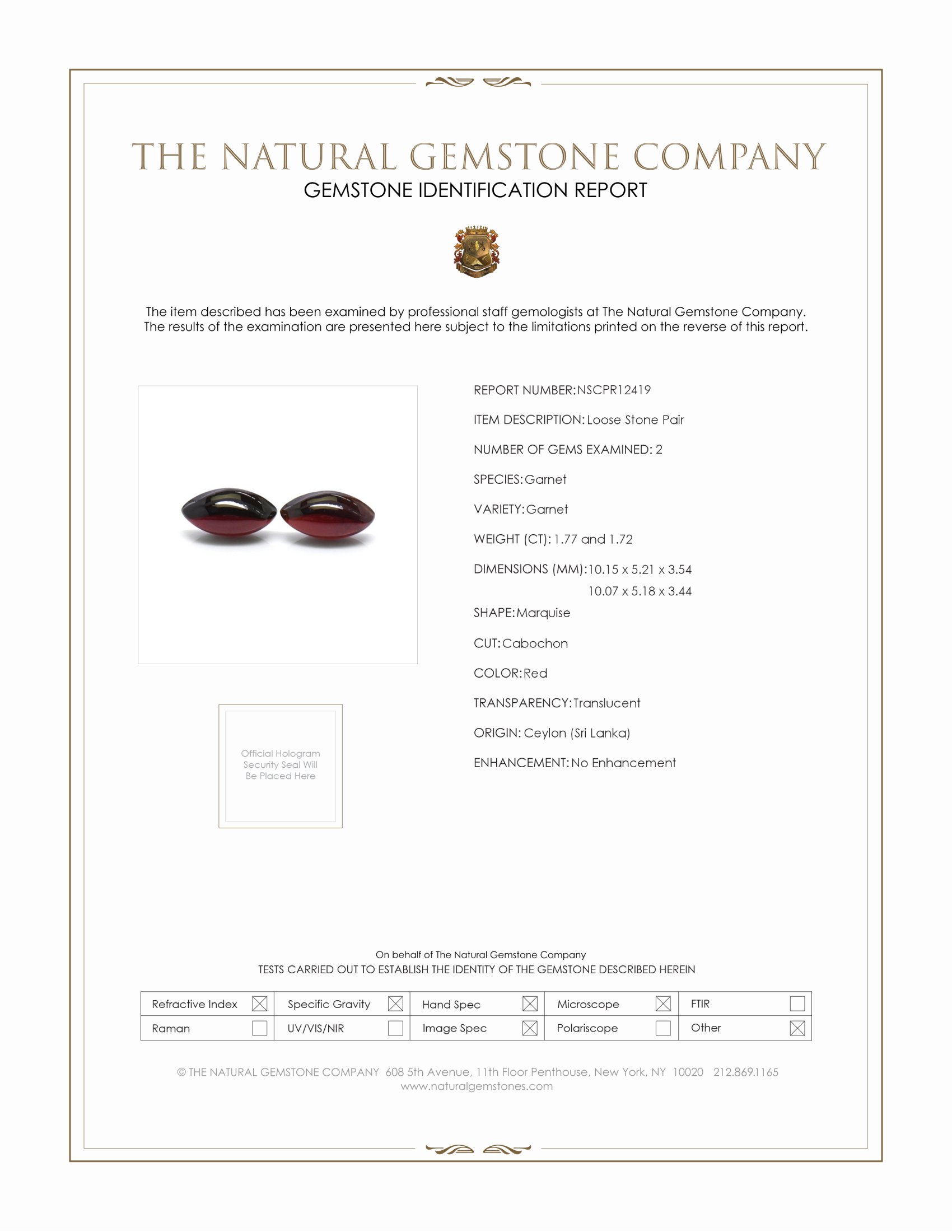 3.49 Ct.Tw. Red Cabochon Garnet Pair from Ceylon (Sri Lanka)