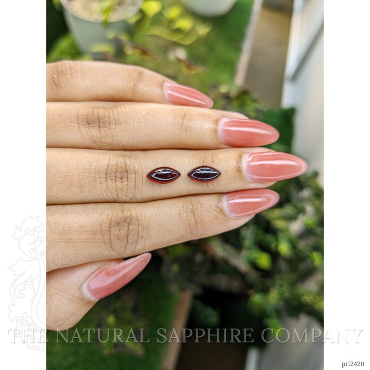 3.20 Ct.Tw. Cabochon Garnet Pair from Ceylon (Sri Lanka)