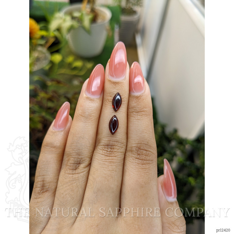 3.20 Ct.Tw. Cabochon Garnet Pair from Ceylon (Sri Lanka)