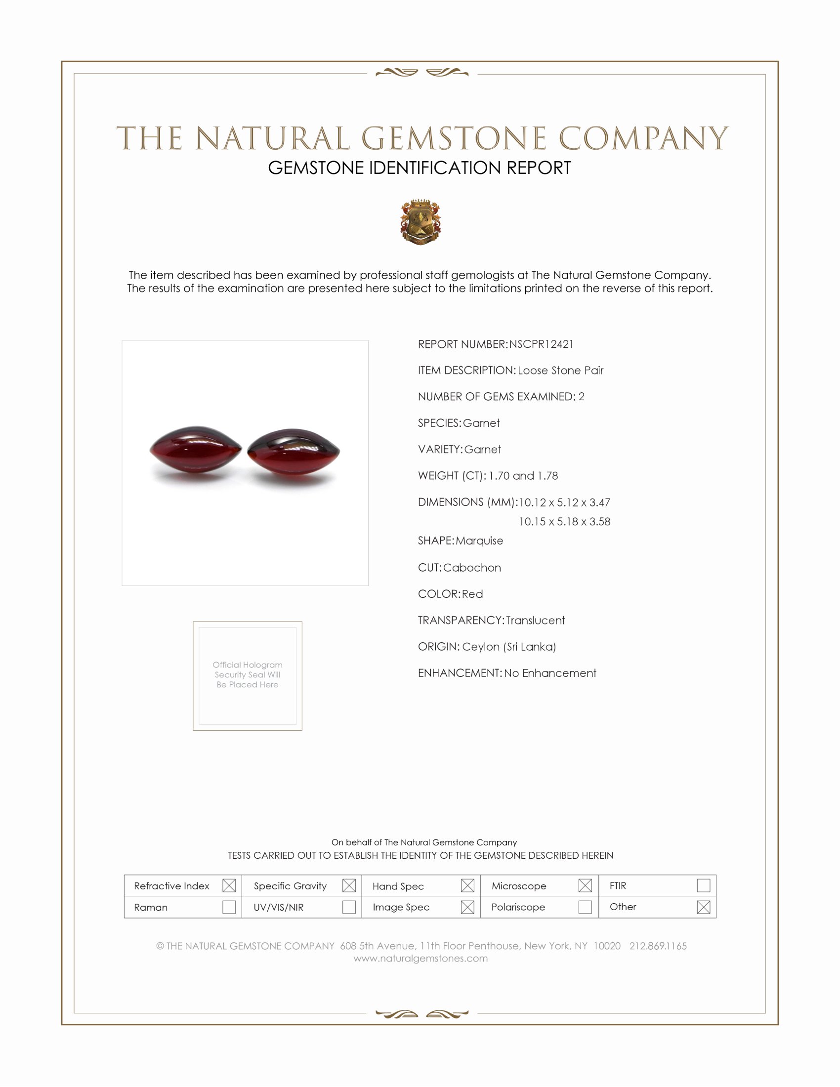 3.48 Ct.Tw. Red Cabochon Garnet Pair from Ceylon (Sri Lanka)