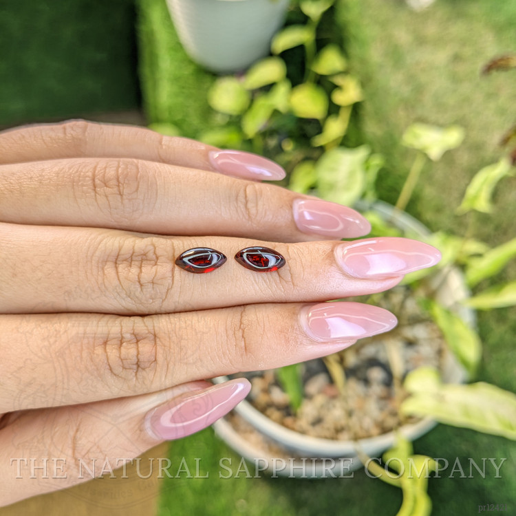 3.48 Ct.Tw. Cabochon Garnet Pair from Ceylon (Sri Lanka)