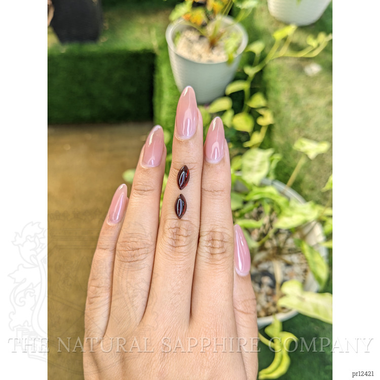 3.48 Ct.Tw. Cabochon Garnet Pair from Ceylon (Sri Lanka)