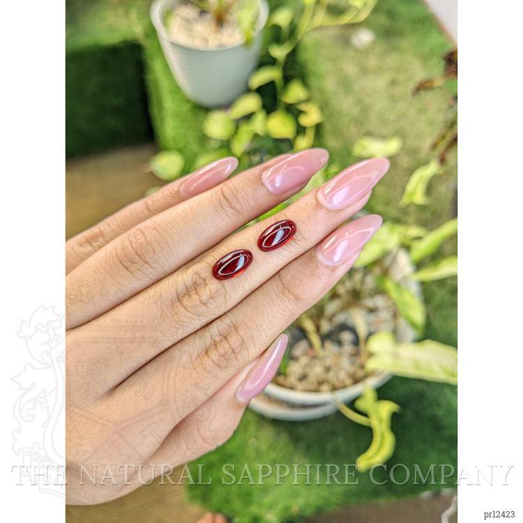 5.70 Ct.Tw. Cabochon Almandine Garnet Pair from Ceylon (Sri Lanka)