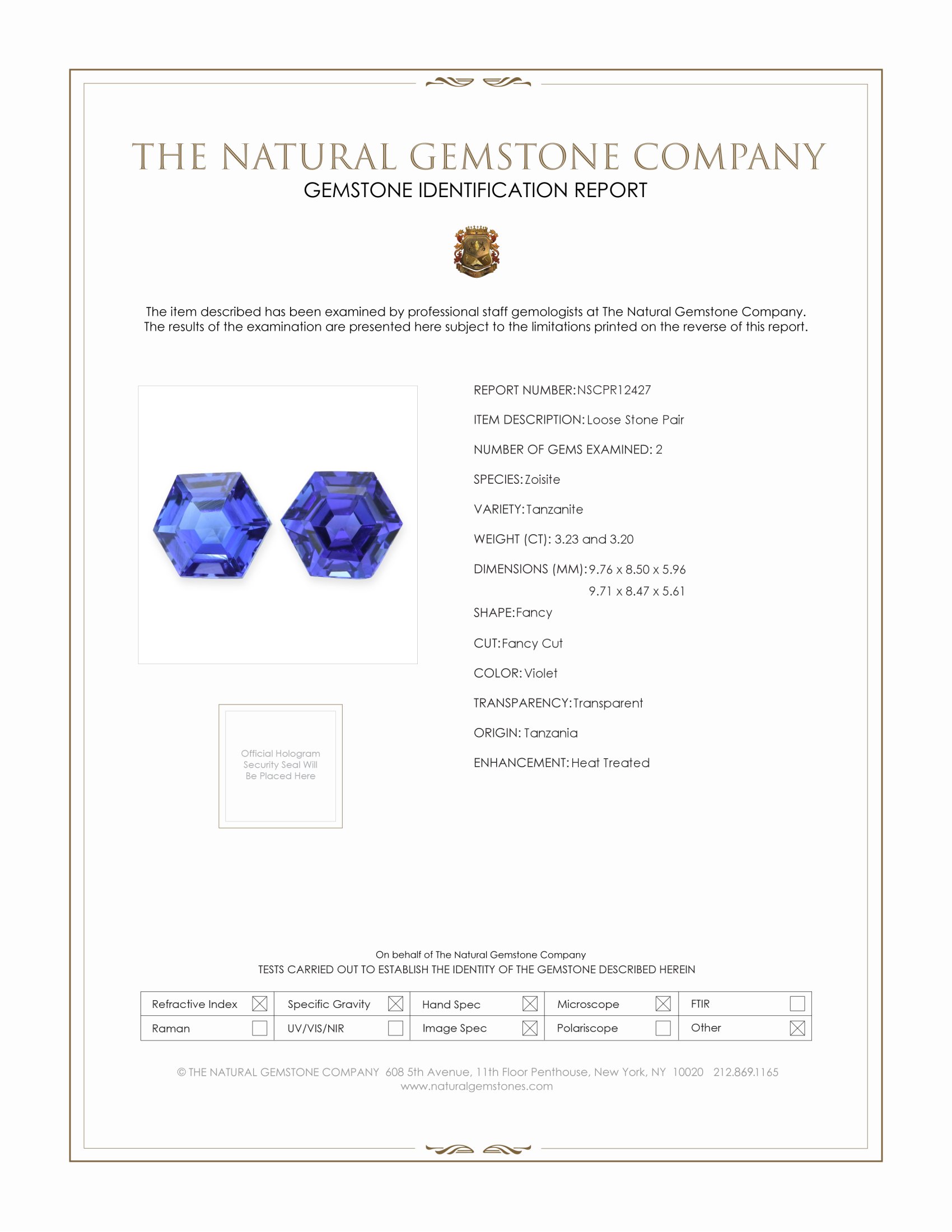 6.43 Ct.Tw. Violet Tanzanite Pair from Tanzania