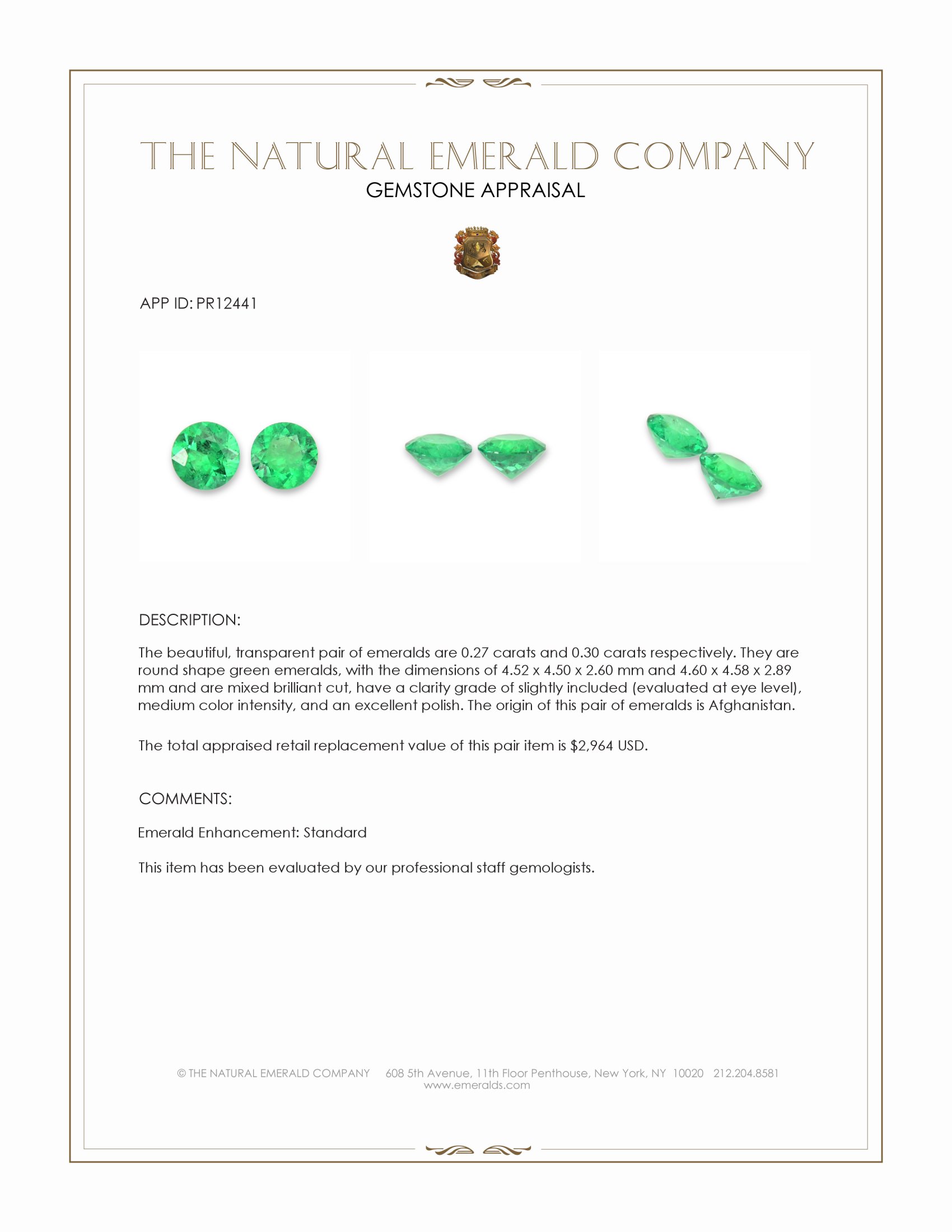 0.57 Ct.Tw. Emerald Pair from Afghanistan