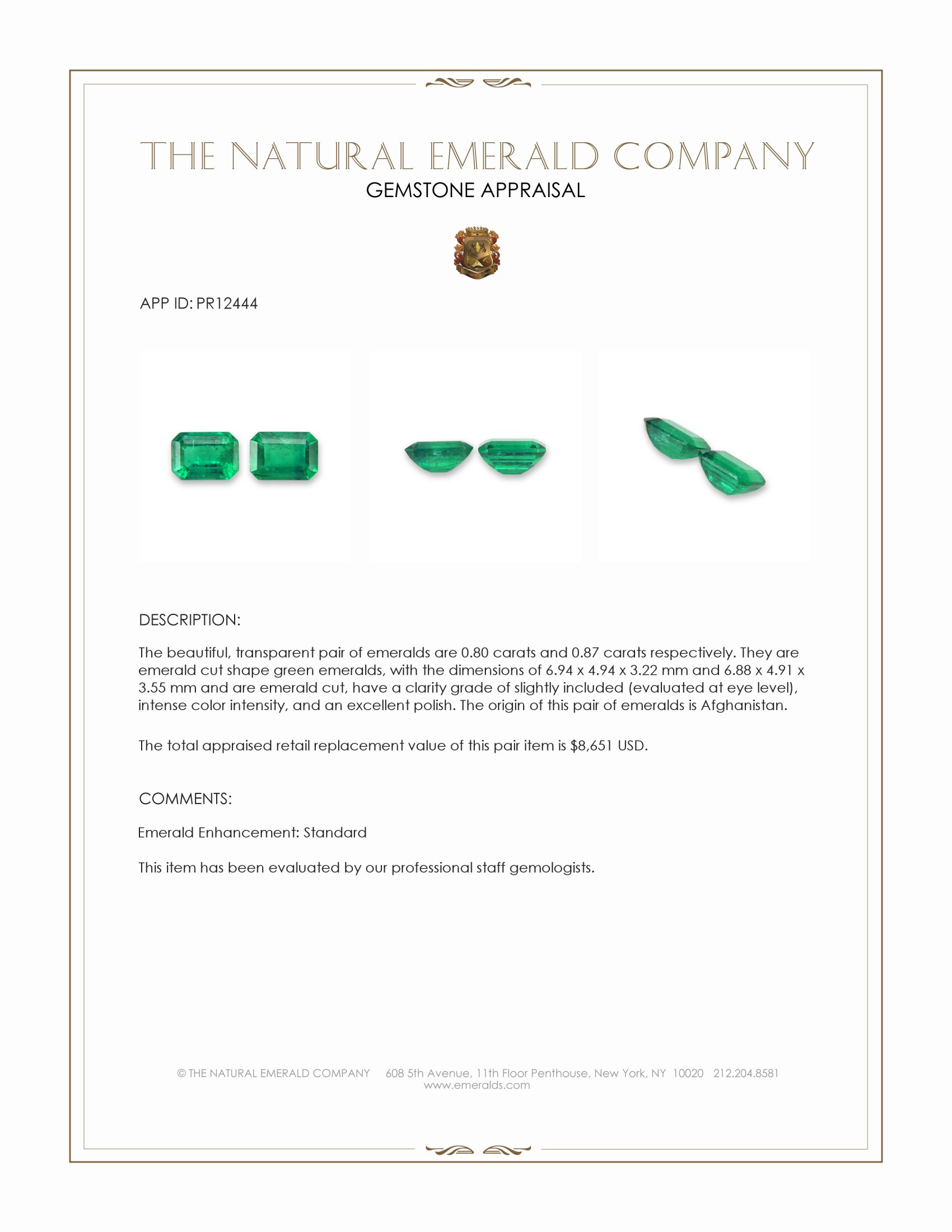 1.67 Ct.Tw. Emerald Pair from Afghanistan