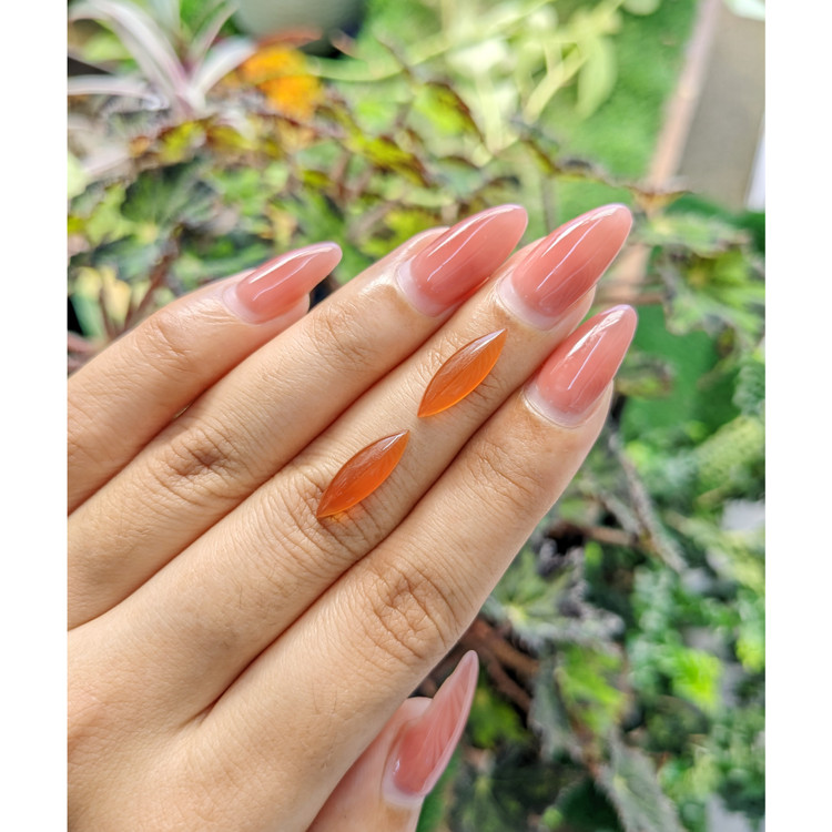 4.00 Ct.Tw. Cabochon Carnelian Pair from Brazil