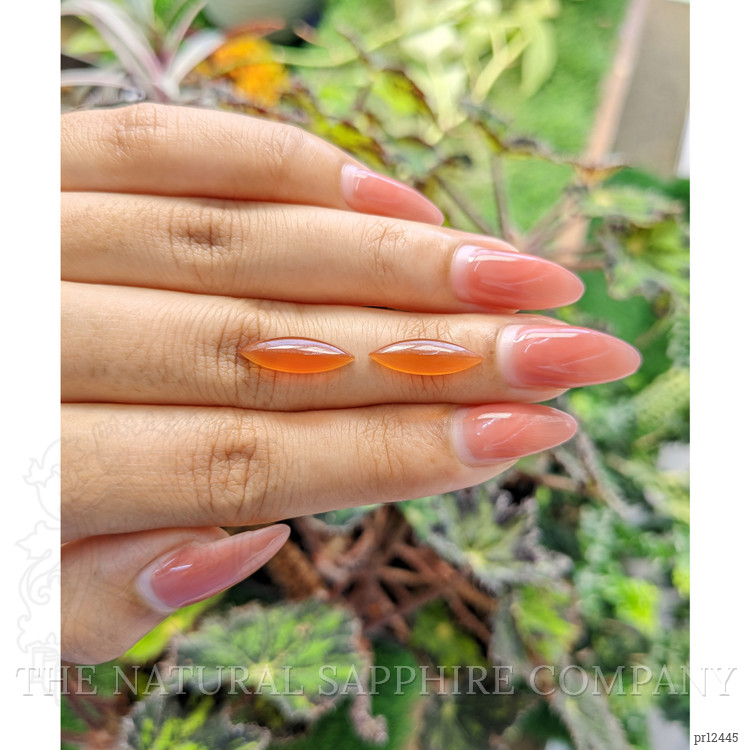 4.00 Ct.Tw. Cabochon Carnelian Pair from Brazil