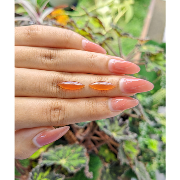 4.00 Ct.Tw. Cabochon Carnelian Pair from Brazil