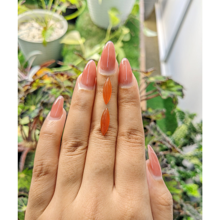 4.00 Ct.Tw. Cabochon Carnelian Pair from Brazil