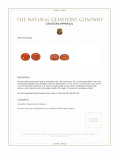 6.70 Ct.Tw.Total Carat Weight Orangey Red Cabochon Carnelian Pair from Brazil Appraisal