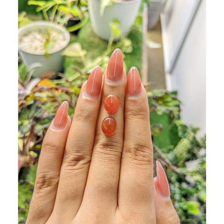 6.70 Ct.Tw. Cabochon Carnelian Pair from Brazil