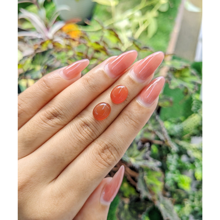 6.70 Ct.Tw. Cabochon Carnelian Pair from Brazil