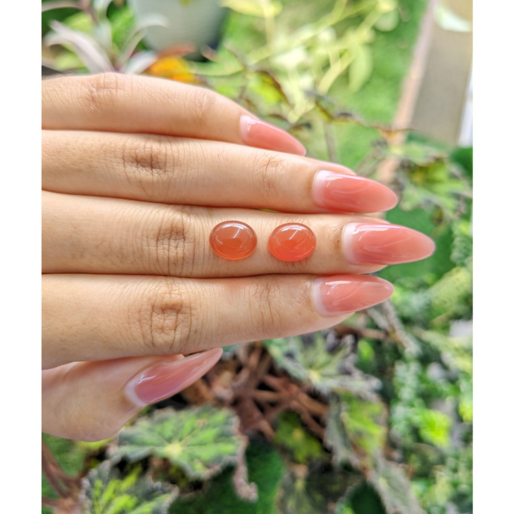 6.70 Ct.Tw. Cabochon Carnelian Pair from Brazil