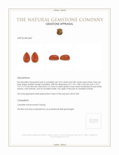 7.92 Ct.Tw.Total Carat Weight Reddish Orange Cabochon Carnelian Pair from Brazil Appraisal