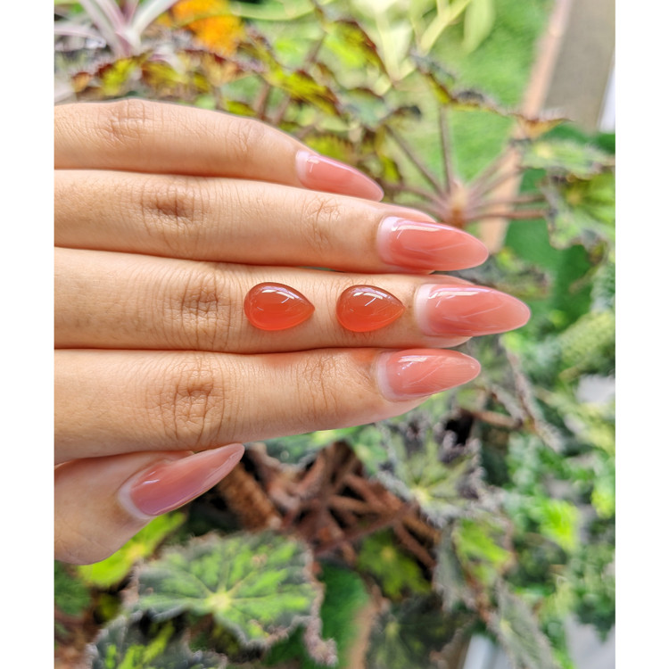 7.92 Ct.Tw. Cabochon Carnelian Pair from Brazil